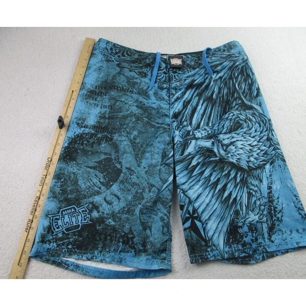 MMA Elite Eagle‎ Board Shorts Mens Medium Blue Swim Trunks Beach Surfing M